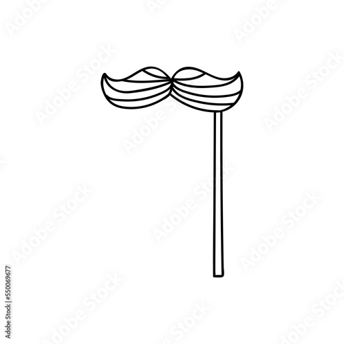 Party mask moustache style doodle illustration in vector. Party mask moustache hand drawn icon. Party moustache doodle icon.