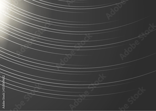 Abstract wave curve vector line in black background. Modern wavy line pattern (wave curves). Premium stripe texture for banner, business background. Shiny luxury vector template