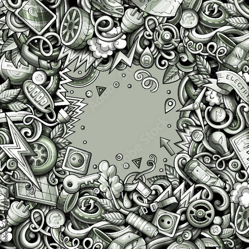 Cartoon doodles electric cars frame design