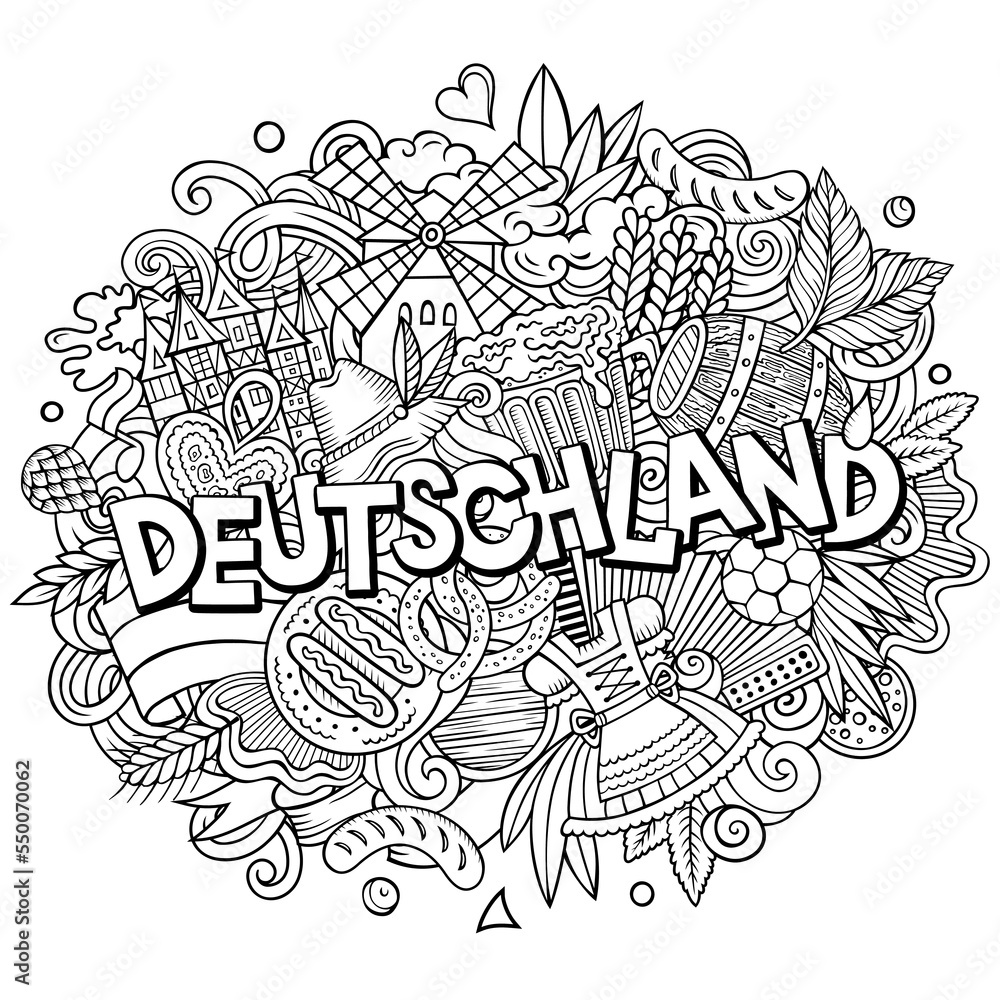 Germany Deutschland cartoon doodles illustration. Funny travel design. Germany Deutschland cartoon doodles illustration. Funny travel design.