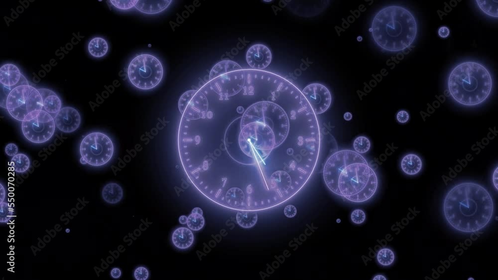 Analog particle glowing clock isolated Analog particle glowing clock isolated