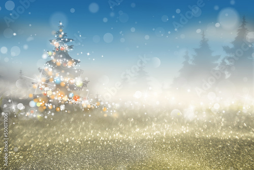 DÉCOR DE NOËL AVEC PAILLETTES DORÉES