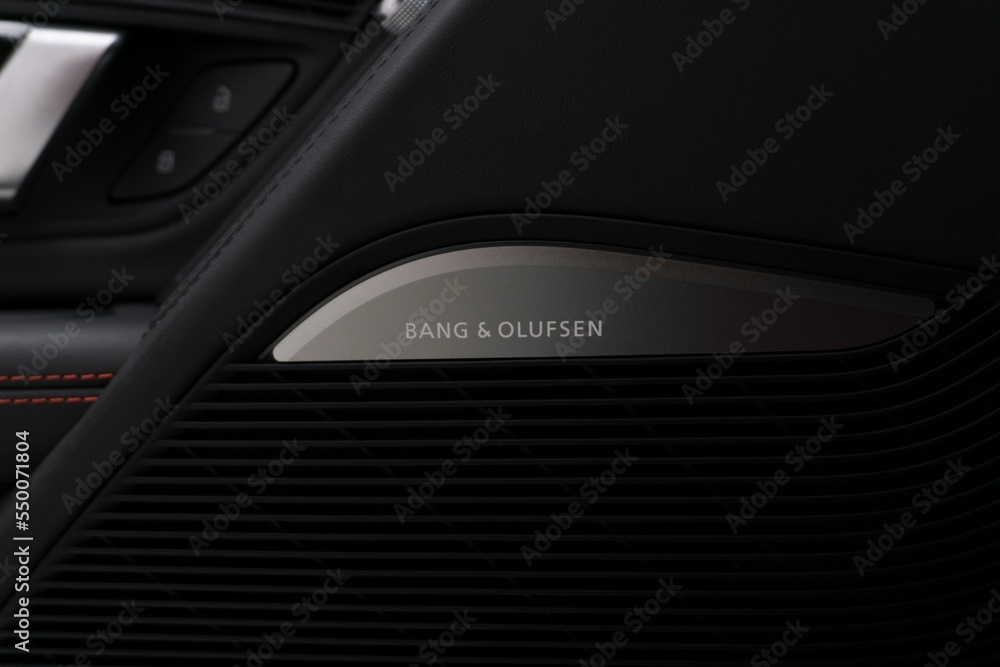 Closeup of Bang & Olufsen Sound System badge of Audi R8 Sport Plus Stock  Photo | Adobe Stock
