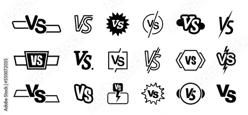 Versus logo set. VS letters. Competition symbol.VS symbol for sport, game, battle, wrestling, match, duel. Vector illustration.
