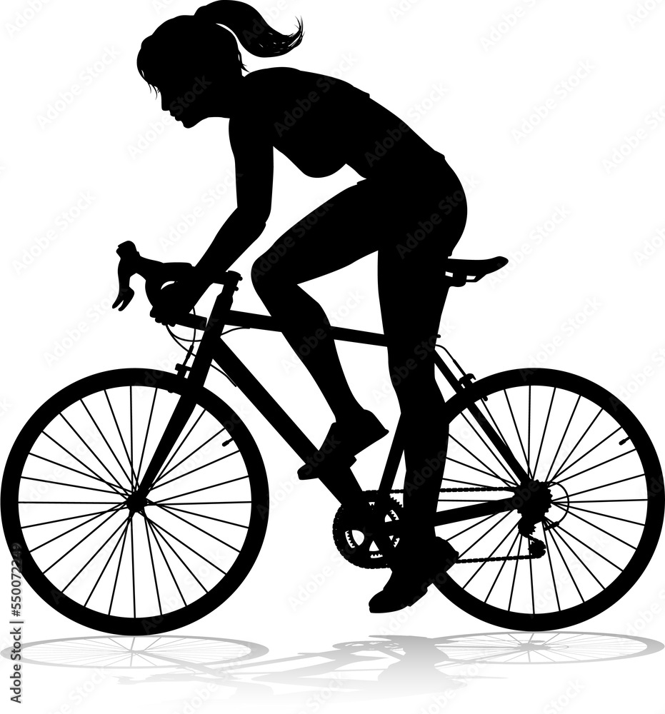 Woman Bike Cyclist Riding Bicycle Silhouette Woman Bike Cyclist Riding Bicycle Silhouette