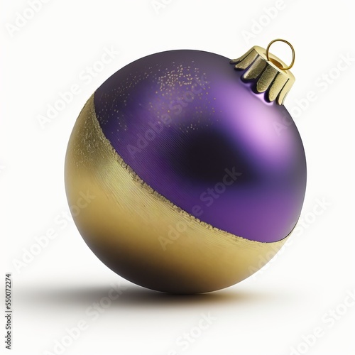 Single christmas ball ornament - purple and gold