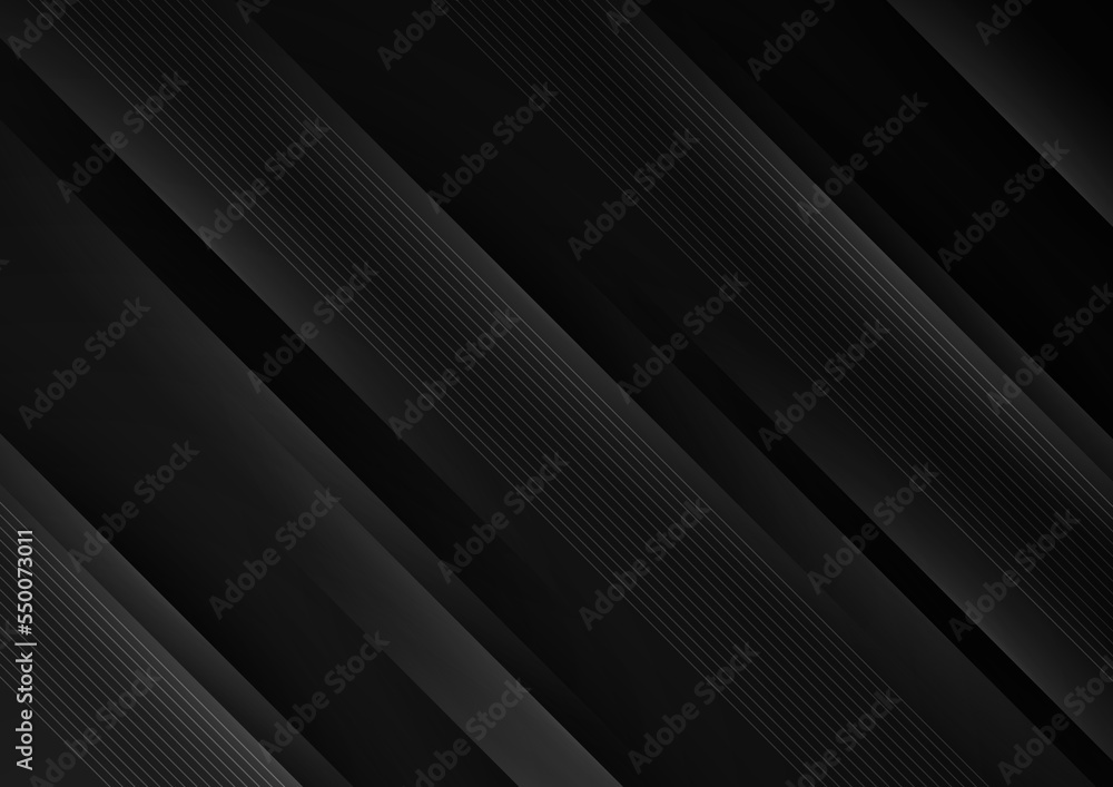 Obraz premium Abstract wave curve vector line in black background. Modern wavy line pattern (wave curves). Premium stripe texture for banner, business background. Shiny luxury vector template