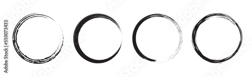Grunge circle frames. Abstract set of hand drawn round frames isolated on white background.