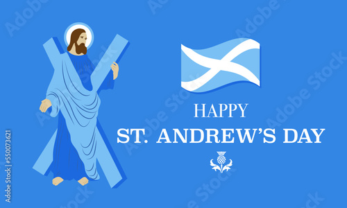 St. Andrew's day - National holiday in Scotland with Saint Andrew the Apostle​​​.Template for invitation, poster, flyer, banner, flag of Scotland. Vector illustration.