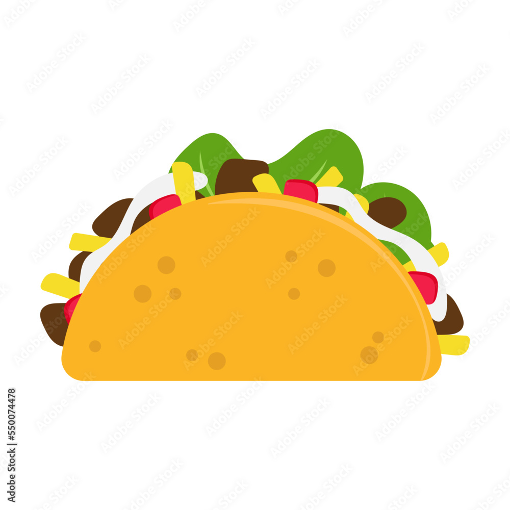 Tacos with meat and vegetable. Traditional mexican fast-food. Taco Mexico food. Isolated white background. Tacos with meat and vegetable. Traditional mexican fast-food. Taco Mexico food. Isolated white background.