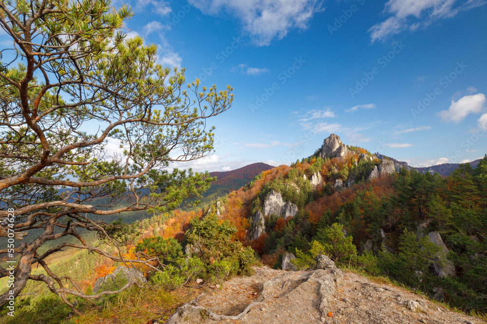 Mountain landscape during autumn morning. The Sulov Rocks, national nature reserve in northwest of Slovakia, Europe. Mountain landscape during autumn morning. The Sulov Rocks, national nature reserve in northwest of Slovakia, Europe.