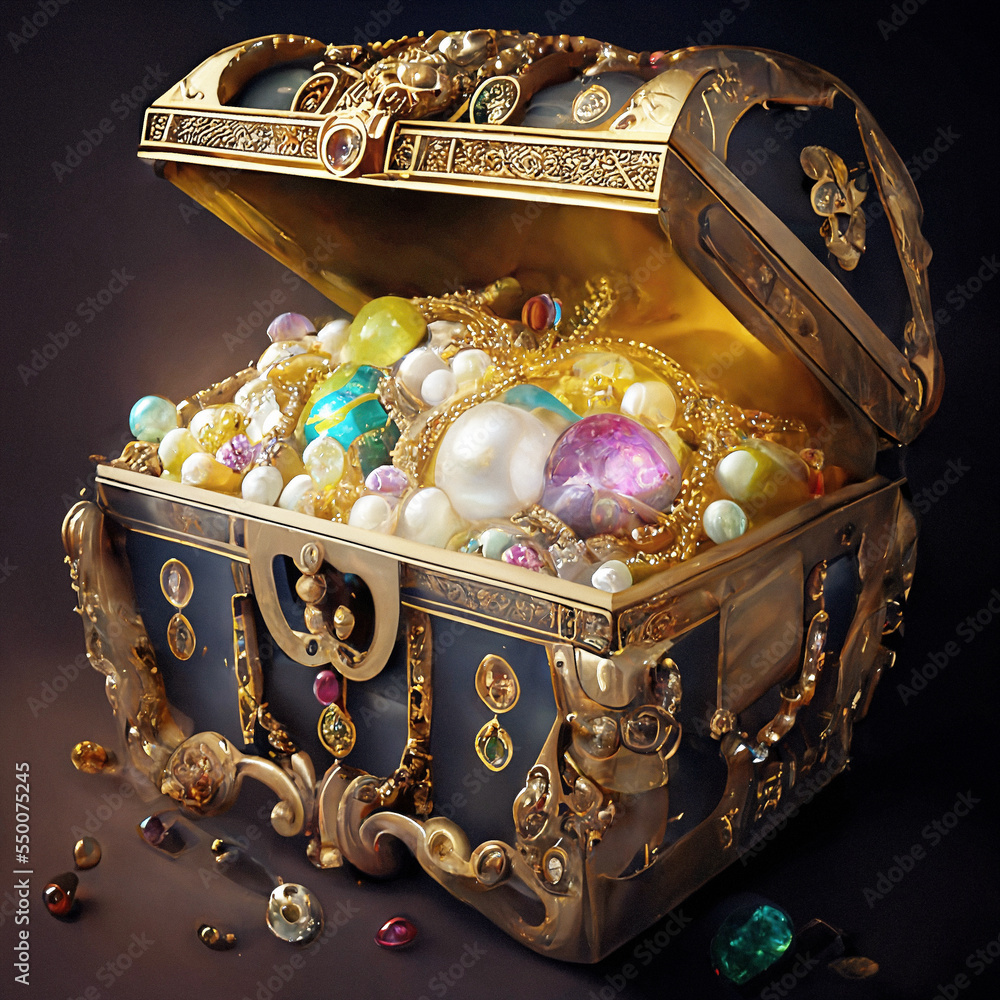 Gold, jeweled treasure chests