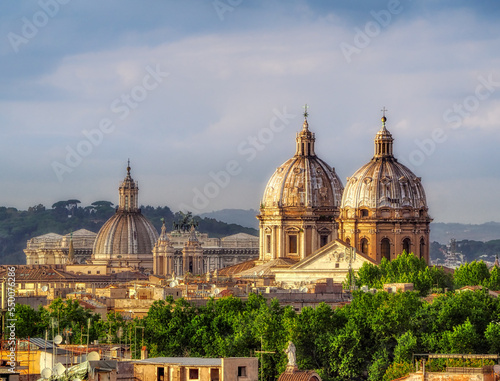 Top view of the Vatican domes, Rome, Italy