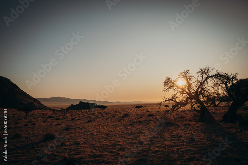 Sonnenuntergang am Rande der Aus-Berge mit Blick in die Weite der Namib  Gondwana Sperrgebiet Rand Park  Namibia