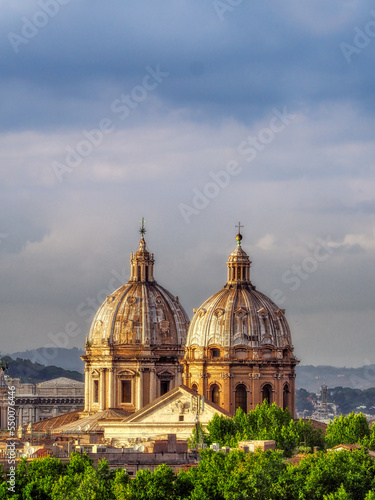 Top view of the Vatican domes, Rome, Italy
