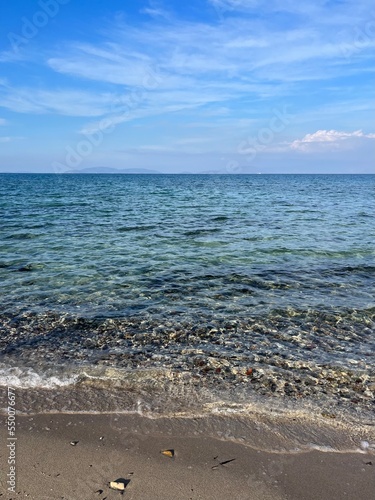 Blue sea horizon  seascape before the sunset