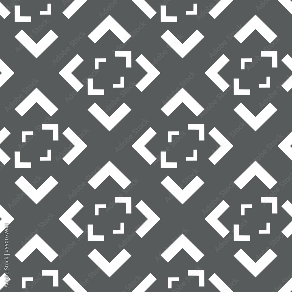 Obraz premium Vector. Black and white abstract ethnic seamless pattern. Background of angle brackets. Mosaic. Design of packaging paper, textile printing, web design, cover, advertising and typographic products.