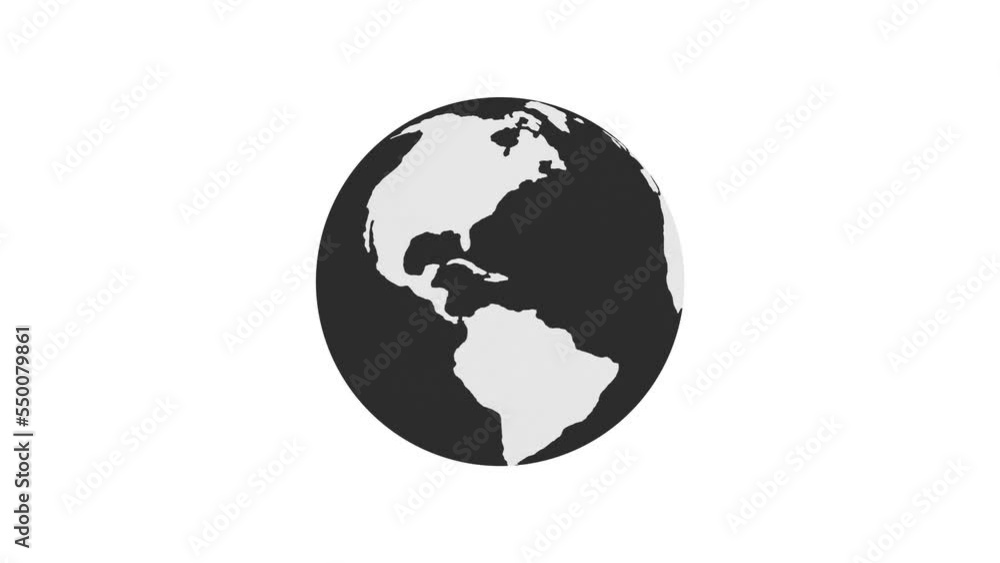 Black white rotated earth animation Black white rotated earth animation