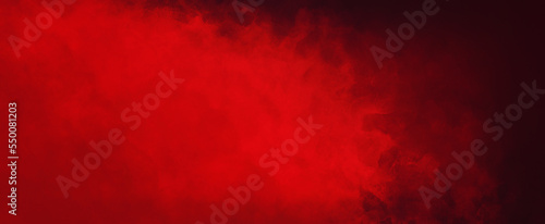 Slika na platnu Red smoke wisps or hazy fog on black background, Christmas red color on black cl