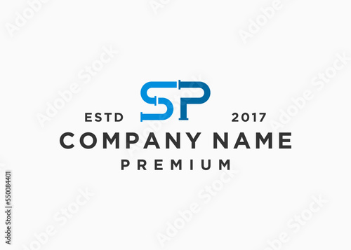 letter sp with pipe logo design vector illustration template