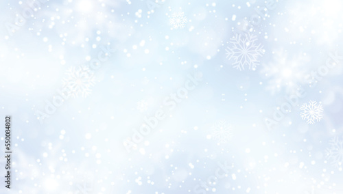 Abstract Snowflake background, christmas glitter background with stars. Festive glowing blurred texture. © Krit