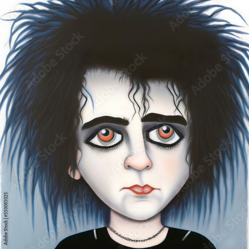 Photo Caricature Portrait of a Goth Rock Star