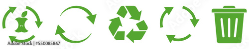 Set of green recycle icons. Ecology green signs. Vector illustration isolated on white background