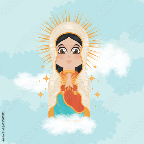 Isolated cute virgin mary character Vector illustration