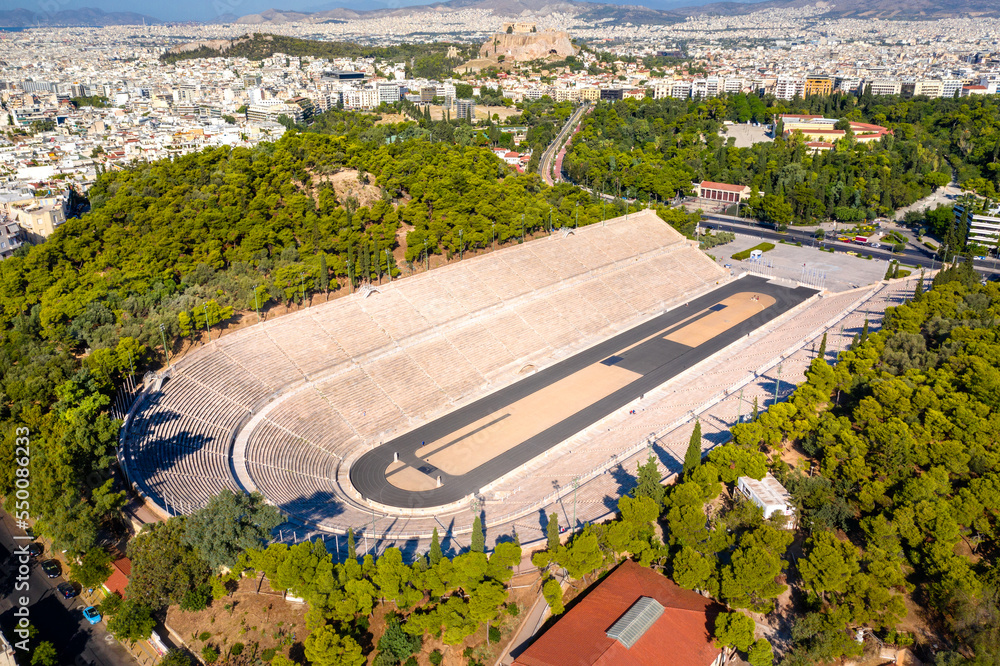 Panathenaic stadium in Athens, Greece (hosted the first modern Olympic Games in 1896), also known as Kalimarmaro