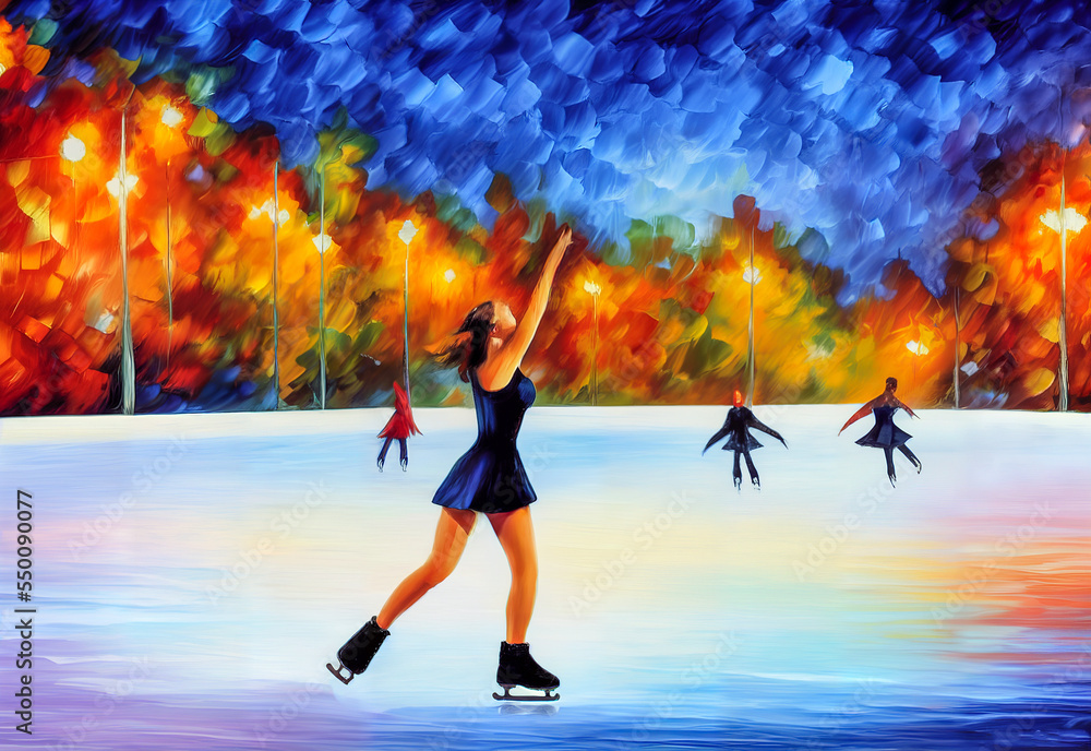 Girl skating on the rink