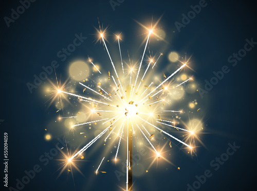 Illustration of sparklers on a transparent background.	
