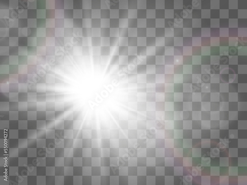 Bright beautiful star.Illustration of a light effect on a transparent background. © Olga