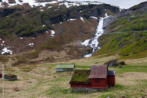 Vossestrand, Norway - June 11 2022: View at Norwegian farm at Vossestrand photo