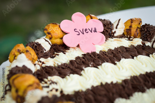 Sveva cake with chocolate