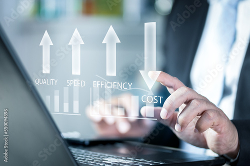 Papier peint Performance concept of increase quality, speed, efficiency and reduce cost