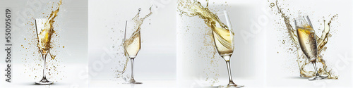 Champagne Explosion With Toast Of Flutes.