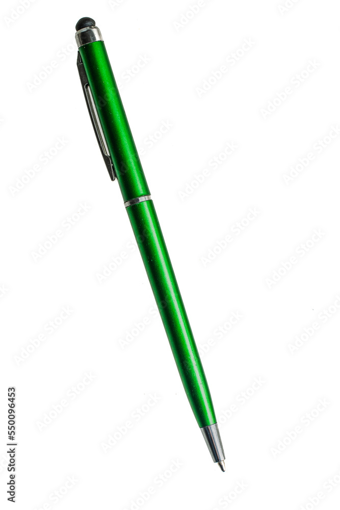 green pen on a white isolated background