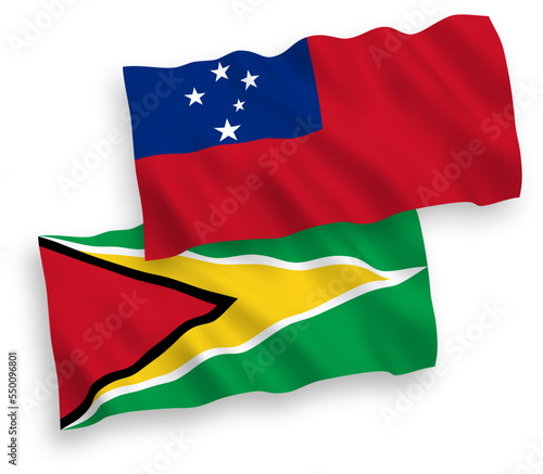 Free Download National vector fabric wave flags of Independent State of Samoa and Co-operative Republic of Guyana isolated on white background. 1 to 2 proportion. - GFXLoad