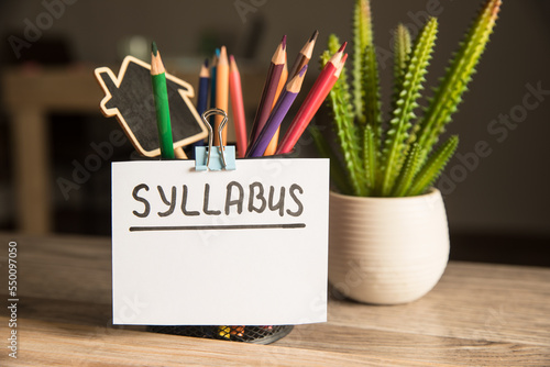 Syllabus inscription and pencils