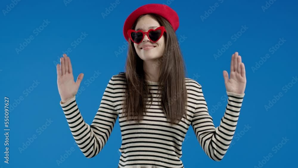 Big large and small tiny concept. Woman showing difference between ...