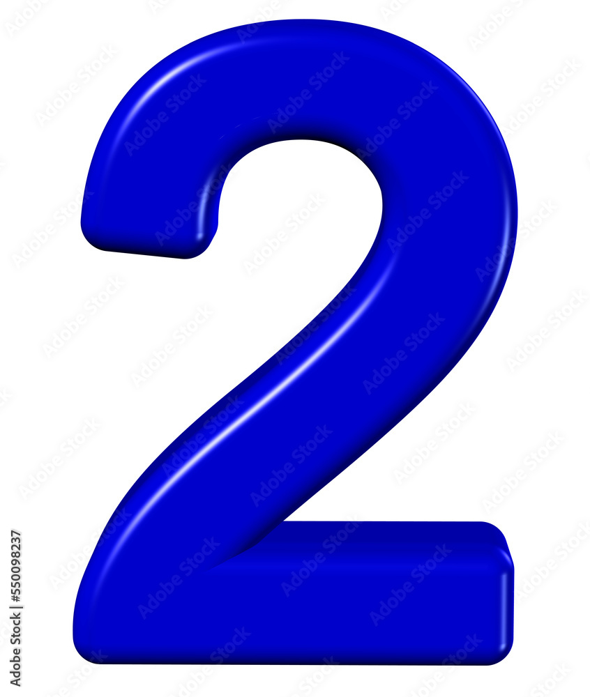 3d blue number 2