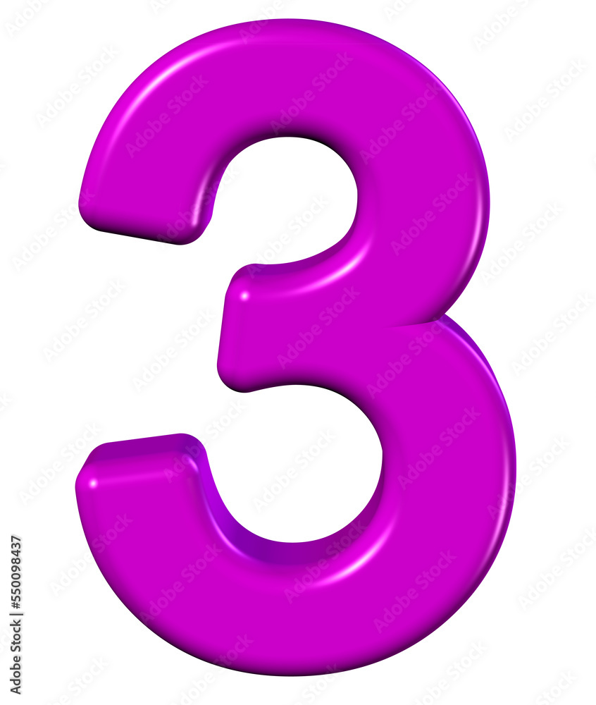 3d pink number 3 3d pink number 3