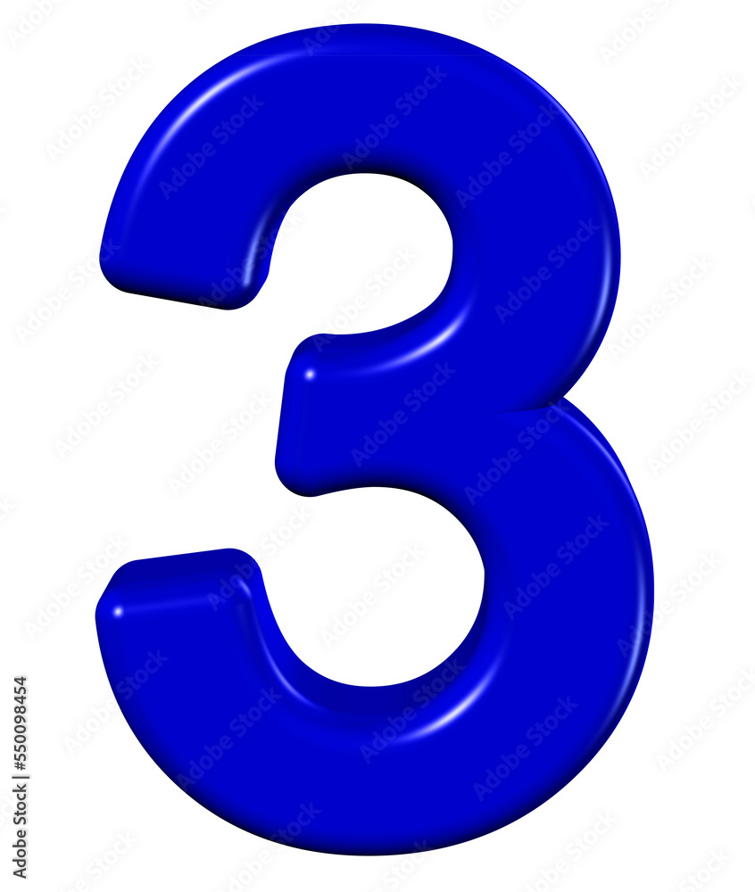 3d blue number 3