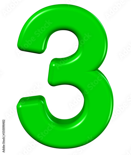 3d green number 3