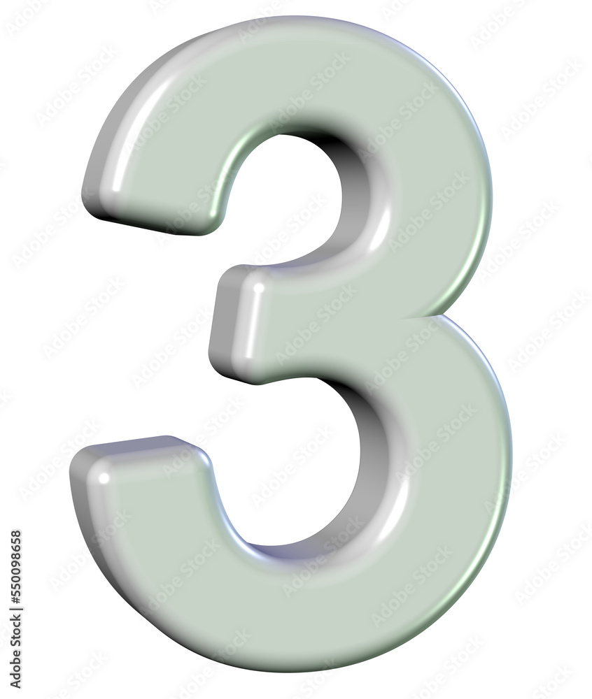 3d silver number 3 3d silver number 3