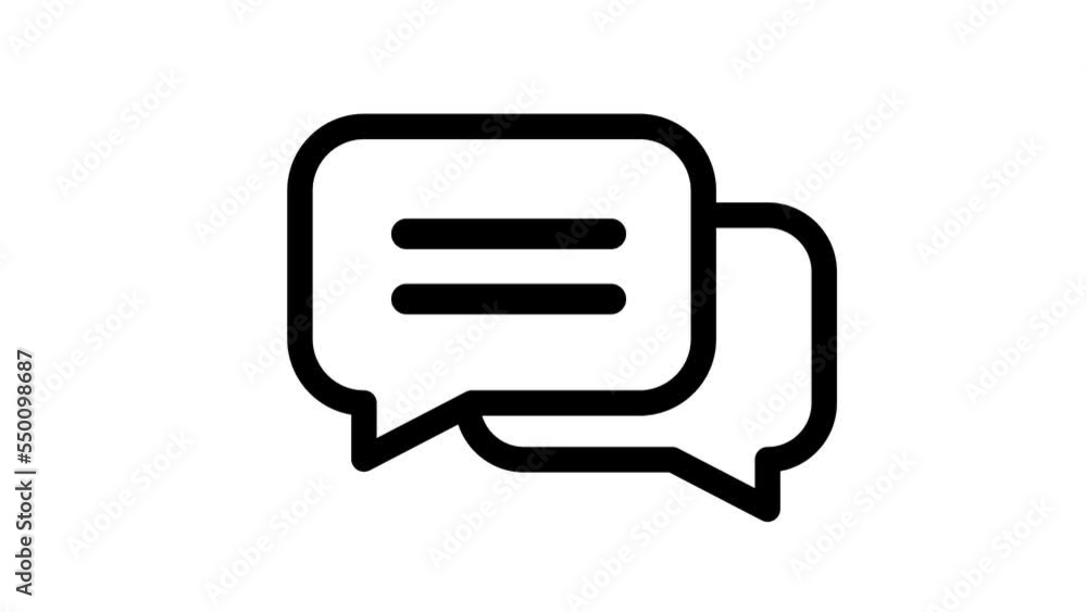 Speech ballon, chat concept, micro animation of dialog icon, communication concept, clip art, cartoon, illustration, alpha channel. black and white