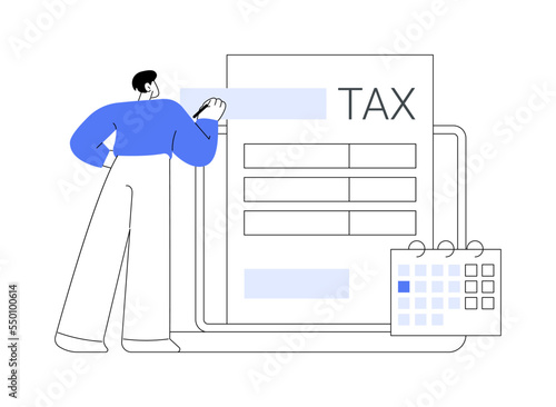 Filing tax return software abstract concept vector illustration.