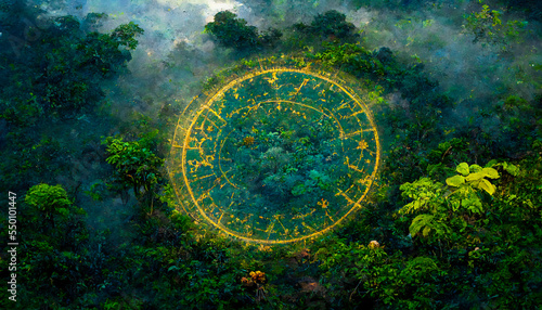 Astrological zodiac in the wild jungle sky, for horoscope and star reading in the tribal way.