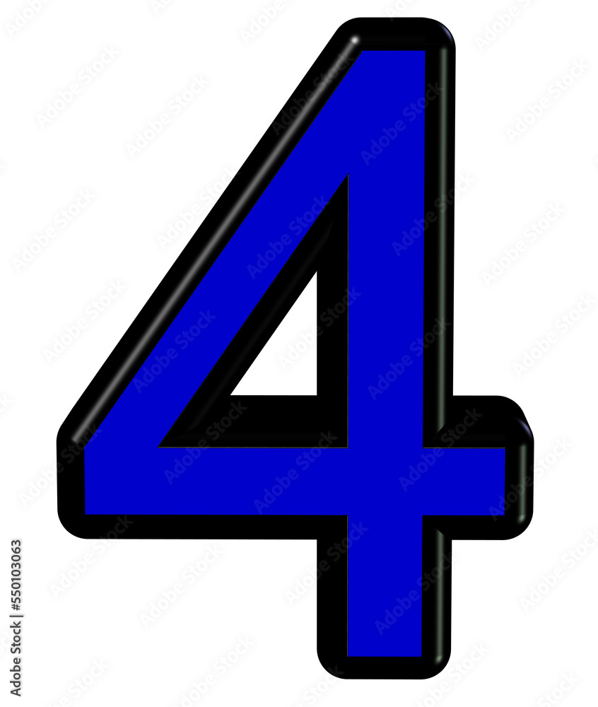 3d blue number 4