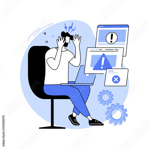 Software problems isolated cartoon vector illustrations.